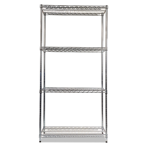 Alera NSF Certified Industrial Four-Shelf Wire Shelving Kit, 36w x 18d x 72h, Silver (ALESW503618SR)