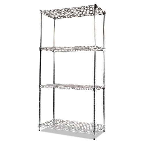 Alera NSF Certified Industrial Four-Shelf Wire Shelving Kit, 36w x 18d x 72h, Silver (ALESW503618SR)