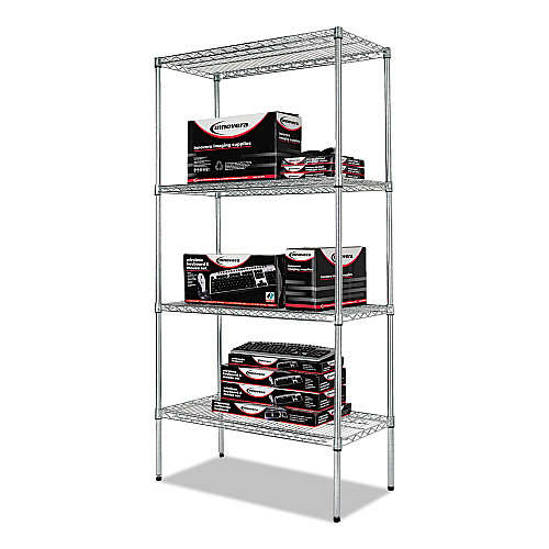 Alera NSF Certified Industrial Four-Shelf Wire Shelving Kit, 36w x 18d x 72h, Silver (ALESW503618SR)