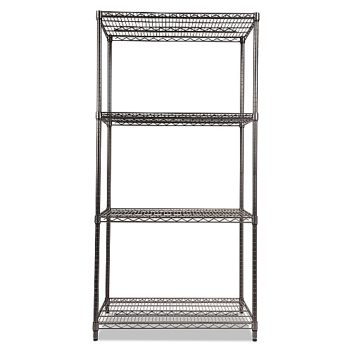 Alera Wire Shelving Starter Kit, Four-Shelf, 36w x 24d x 72h, Black Anthracite (ALESW503624BA)