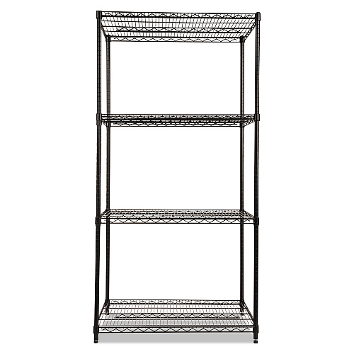 Alera NSF Certified Industrial Four-Shelf Wire Shelving Kit, 36w x 24d x 72h, Black (ALESW503624BL)