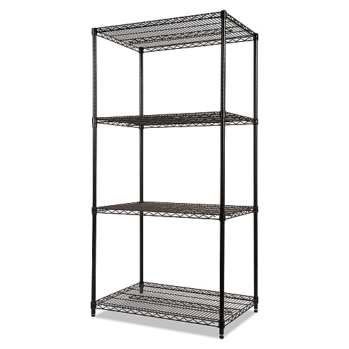 Alera NSF Certified Industrial Four-Shelf Wire Shelving Kit, 36w x 24d x 72h, Black (ALESW503624BL)