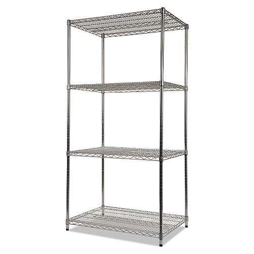Alera NSF Certified Industrial Four-Shelf Wire Shelving Kit, 36w x 24d x 72h, Silver (ALESW503624SR)