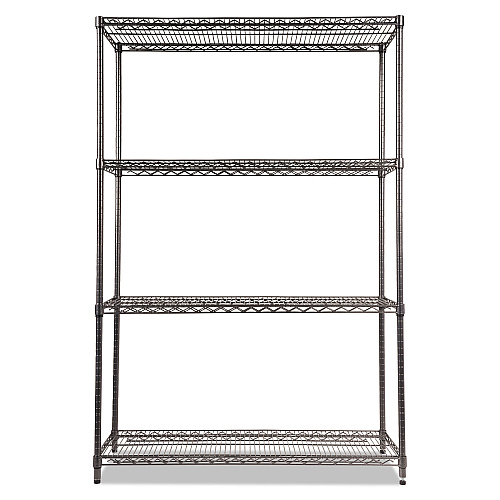Alera Wire Shelving Starter Kit, Four-Shelf, 48w x 18d x 72h, Black Anthracite (ALESW504818BA)