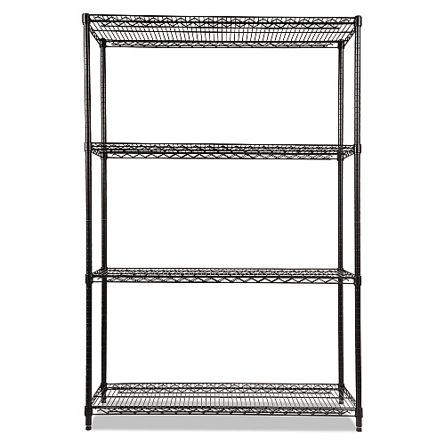 Alera NSF Certified Industrial Four-Shelf Wire Shelving Kit, 48w x 18d x 72h, Black (ALESW504818BL)