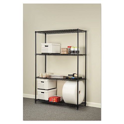 Alera NSF Certified Industrial Four-Shelf Wire Shelving Kit, 48w x 18d x 72h, Black (ALESW504818BL)