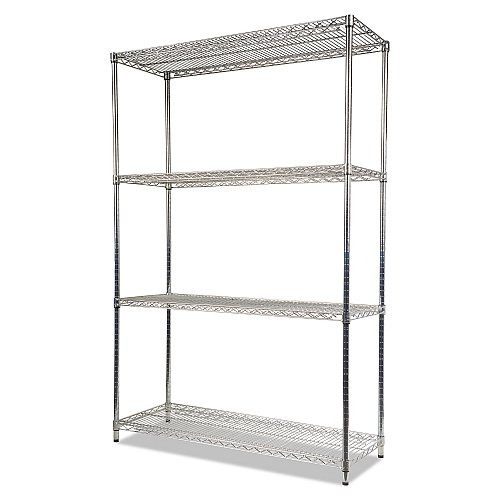 Alera NSF Certified Industrial Four-Shelf Wire Shelving Kit, 48w x 18d x 72h, Silver (ALESW504818SR)