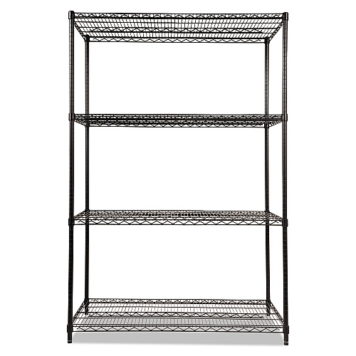 Alera NSF Certified Industrial Four-Shelf Wire Shelving Kit, 48w x 24d x 72h, Black (ALESW504824BL)