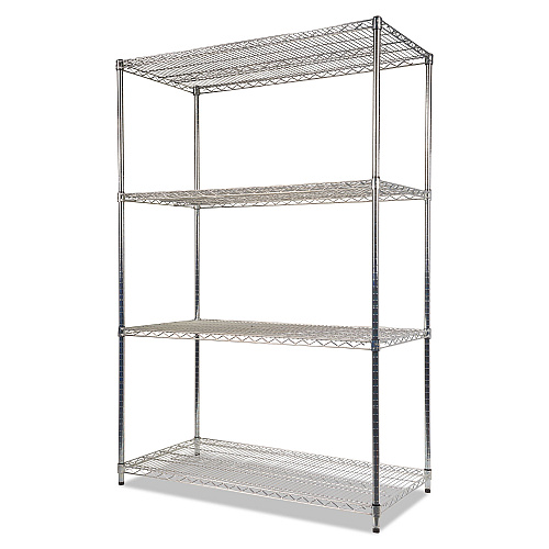 Alera NSF Certified Industrial Four-Shelf Wire Shelving Kit, 48w x 24d x 72h, Silver (ALESW504824SR)