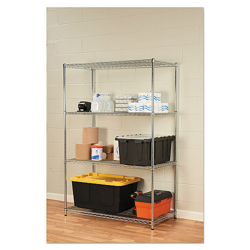 Alera NSF Certified Industrial Four-Shelf Wire Shelving Kit, 48w x 24d x 72h, Silver (ALESW504824SR)