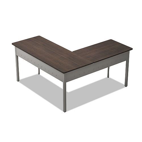 Linea Italia Trento Line L-Shaped Desk, 59.13" x 59.13" x 29.5", Mocha/Gray (TR737MOC)