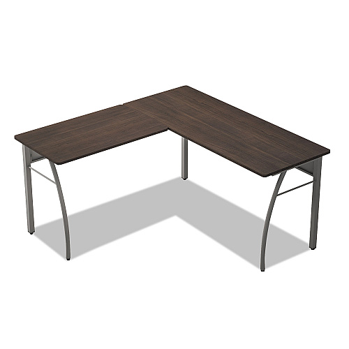 Linea Italia Trento Line L-Shaped Desk, 59.13" x 59.13" x 29.5", Mocha/Gray (TR737MOC)