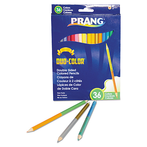 Prang Duo-Color Colored Pencil Sets, 3 mm, 2B, Assorted Lead and Barrel Colors, 18/Pack (22118)