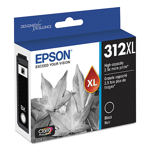 Epson T312XL120-S (312XL) Claria High-Yield Ink, 500 Page-Yield, Black