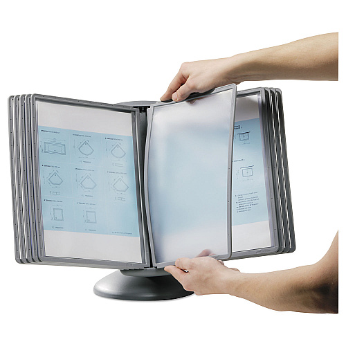 Durable SHERPA Motion Desk Reference System, 10 Panels, Gray Borders (553937)