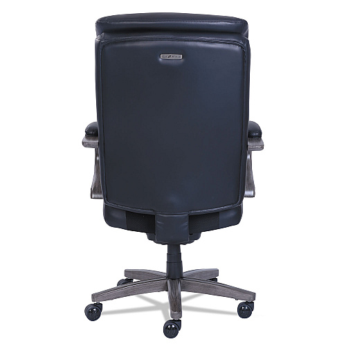 La-Z-Boy Woodbury High-Back Executive Chair, Supports Up to 300 lb, 20.25" to 23.25" Seat Height, Black Seat/Back, Weathered Gray Base (48962A)