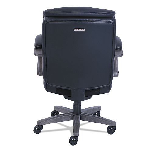 La-Z-Boy Woodbury Mid-Back Executive Chair, Supports Up to 300 lb, 18.75" to 21.75" Seat Height, Black Seat/Back, Weathered Gray Base (48963A)