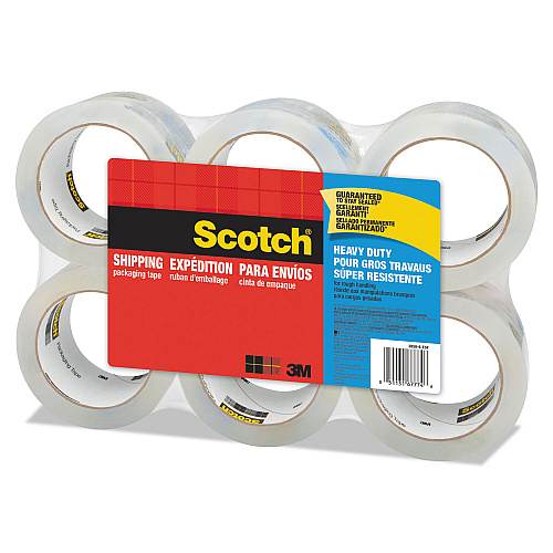 Scotch 3850 Heavy-Duty Packaging Tape, 3" Core, 1.88" x 54.6 yds, Clear, 6/Pack (38506)