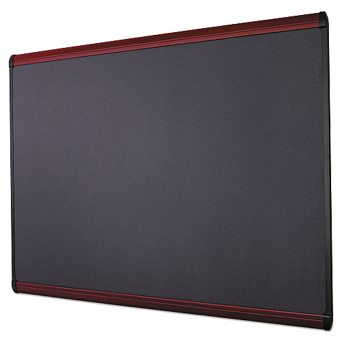 Quartet Prestige Plus Magnetic Fabric Bulletin Boards, 48 x 36, Gray Surface, Mahogany Fiberboard/Plastic Frame (MB544M)