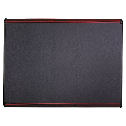 Quartet Prestige Plus Magnetic Fabric Bulletin Boards, 48 x 36, Gray Surface, Mahogany Fiberboard/Plastic Frame (MB544M)