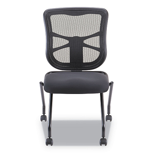 Alera Elusion Mesh Nesting Chairs, Supports Up to 275 lb, 18.1" Seat Height, Black Seat, Black Back, Black Base, 2/Carton (ALEEL4915)