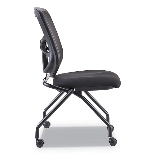 Alera Elusion Mesh Nesting Chairs, Supports Up to 275 lb, 18.1" Seat Height, Black Seat, Black Back, Black Base, 2/Carton (ALEEL4915)