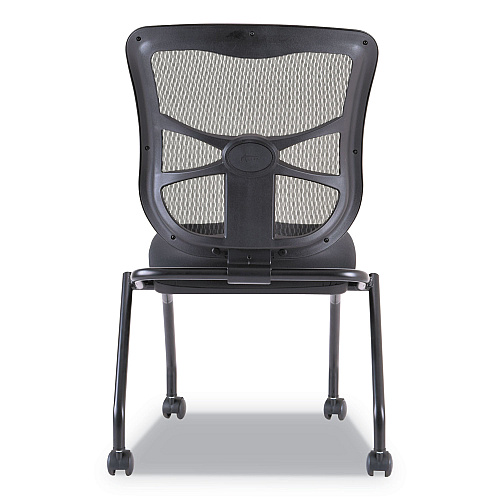 Alera Elusion Mesh Nesting Chairs, Supports Up to 275 lb, 18.1" Seat Height, Black Seat, Black Back, Black Base, 2/Carton (ALEEL4915)