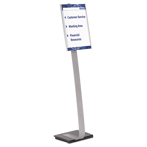 Info Sign Duo Floor Stand, Tabloid-size Inserts, 15 X 50, Clear