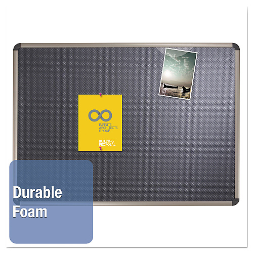 Quartet Prestige Euro-Style Embossed Foam Bulletin Board, 48 x 34.44, Black Surface, Euro Titanium Aluminum Frame (B364T)