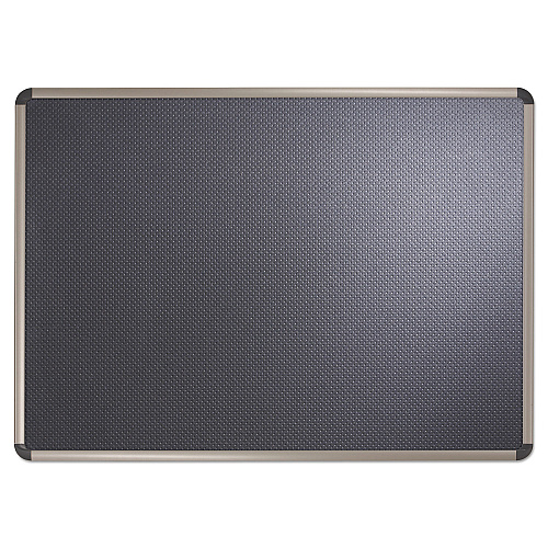 Quartet Prestige Euro-Style Embossed Foam Bulletin Board, 48 x 34.44, Black Surface, Euro Titanium Aluminum Frame (B364T)