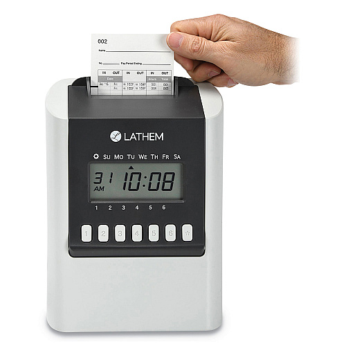 Lathem 700E Calculating Time Clock, Digital Display, White