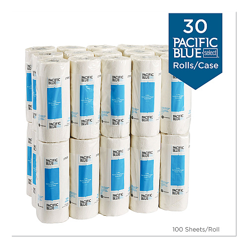 Georgia Pacific Professional Pacific Blue Select Two-Ply Perforated Paper Kitchen Roll Towels, 2-Ply, 11 x 8.8, White, 100/Roll, 30 Rolls/Carton (27300)