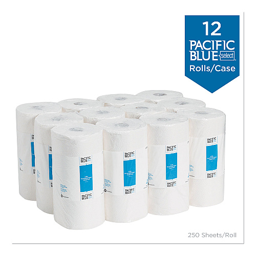 Georgia Pacific Professional Pacific Blue Select Two-Ply Perforated Paper Kitchen Roll Towels, 2-Ply, 11 x 8.8, White, 250/Roll, 12 Rolls/Carton (27700)