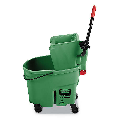 Rubbermaid Commercial WaveBrake 2.0 Bucket/Wringer Combos, Side-Press, 35 qt, Plastic, Green (FG758888GRN)
