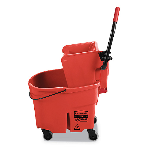 Rubbermaid Commercial WaveBrake 2.0 Bucket/Wringer Combos, Side-Press, 35 qt, Plastic, Red (FG758888RED)