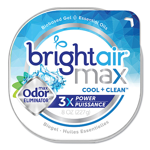 Bright Air Max Odor Eliminator Air Freshener, Cool and Clean, 8 oz Jar, 6/Carton (900437)