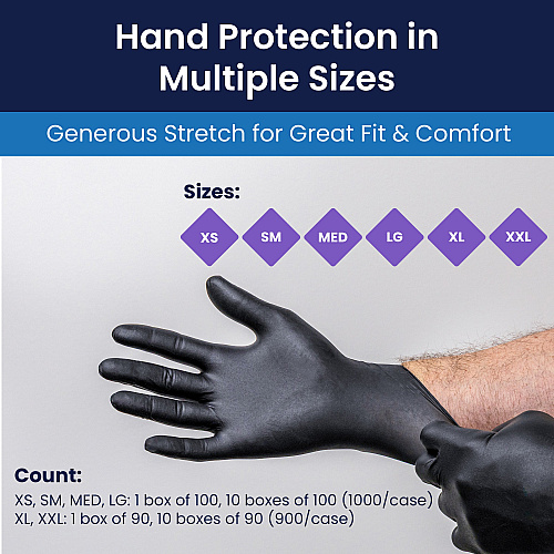 Shadow Nitrile Powder Free 6 Mil Exam Gloves Black Xl, Case Of 900 (SHD938)