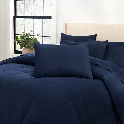 Family Essentials Bed In Bag 7pc Set - King - Navy - 1 Set (P-BIAB-KG-NV)