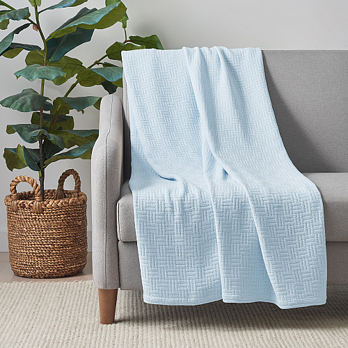 Host & Home Cotton Throw Blanket 50x70 Light Blue - 1 Each (P-THCOT-5070-LB)