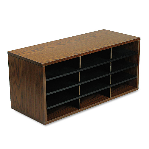 Fellowes Particle Board Desktop Sorter, 12 Compartments, 29 x 11.88 x 12.94, Medium Oak (25400)