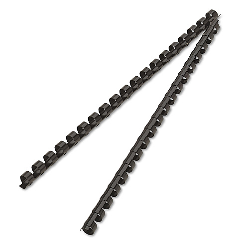 Fellowes Plastic Comb Bindings, 3/8" Diameter, 55 Sheet Capacity, Black, 25/Pack (52322)