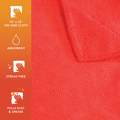 Smart Choice Microfiber Cloths 12x12 30gm Red, Pack Of 12 (PNP915112R)