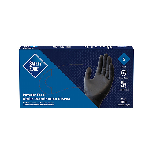 Safety Zone Nitrile Powder Free 5 Mil Exam Gloves Black Small, Case Of 1000 (GL-N145FS)