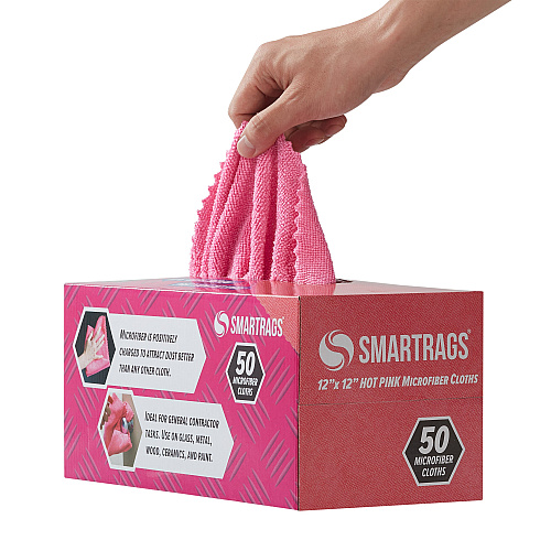 Smart Rags Microfiber Cloths 12x12 Pink, Pack Of 50 (M950P-innerbx)