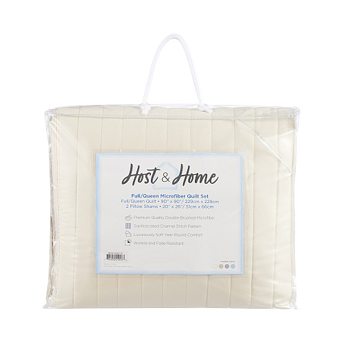Host & Home Brushed Microfiber Quilt Set - Twin, Taupe - 1 Set (P-MFQT-TWSET-TP)