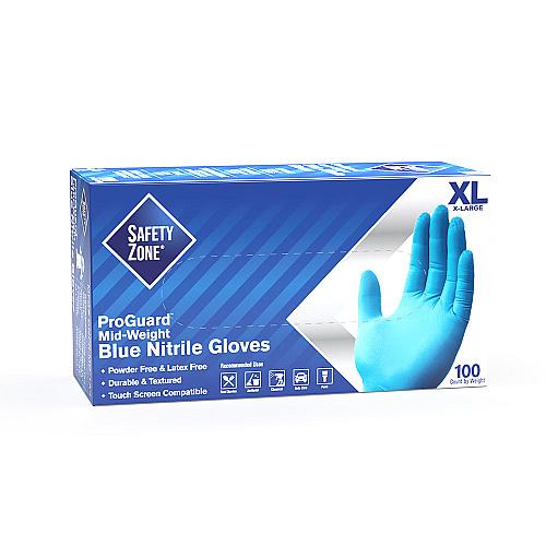 Safety Zone Nitrile Powder Free 3.5 Mil Exam Gloves Blue Xl, Case Of 1000 (GNPR-XL-1M)