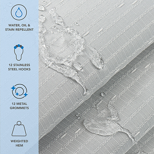 Host & Home Poly Shower Curtain Set 72x72 Raindrop Light Grey - Case Of 12 (SCSET-7272-LG)