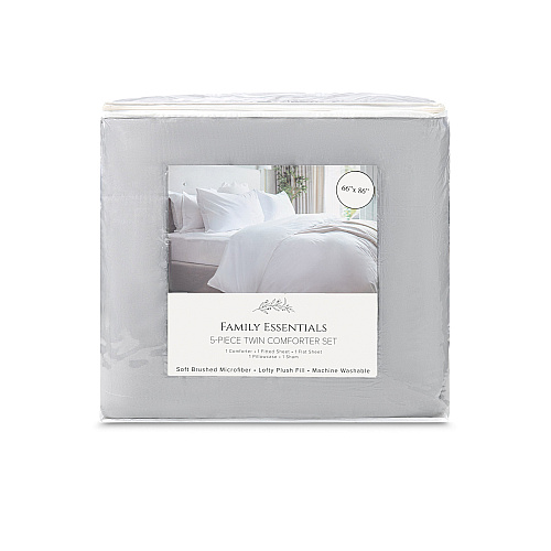 Family Essentials Bed In Bag 5pc Set - Twin - Grey - 1 Set (P-BIAB-TW-GY)