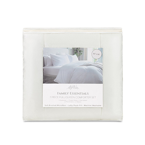 Family Essentials Bed In Bag 7pc Set - Queen - White - Case Of 6 Sets (BIAB-FQ-WH)