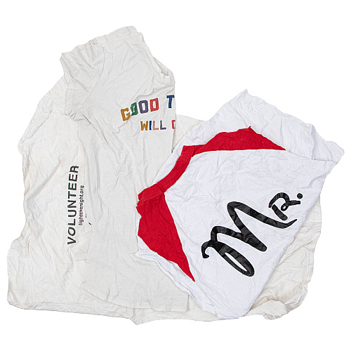 R2-w50 T-shirt Reclaimed Rags White - 10lb Box (R2-W50-10)